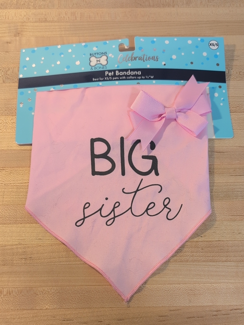 Pink "Big Sister" Pet Bandana with Bow
